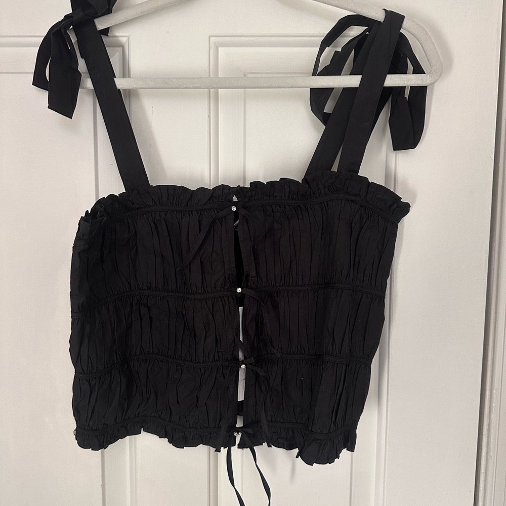 Zara Black Ruffled Tank Top